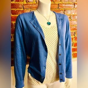Woman’s Ann Taylor blue button down blouse.